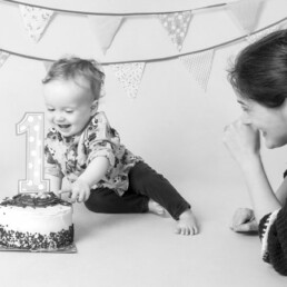 First birthday artwork capturing a baby’s confident expression and emerging personality.
