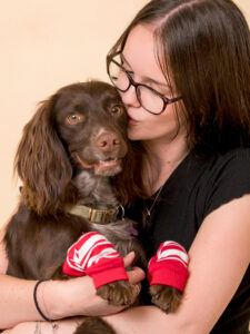 : non-traditional family portrait including children and fur family