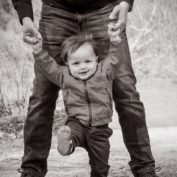 little boy on location with his dad